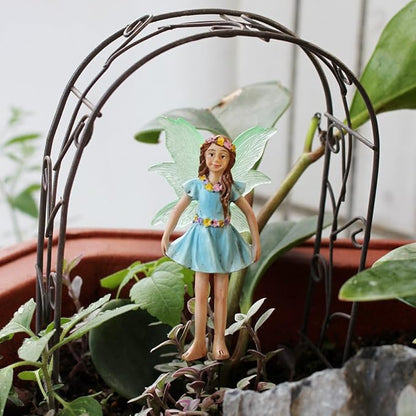 Fairy Garden Decor Fairy Door and Windows for Trees, Glow in The Dark Yard Sculpture Lawn Ornament Mini Garden Art Outdoor Decor Accessories with Lantern (6 Fairies)