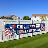 250th Anniversary USA Banner 120 x 20 Inches America 1776-2026 250 Years Birthday Banner American Flag Statue of Liberty Designs Patriotic Party Home Decorations for Outdoor Indoor Yard Garden Lawn
