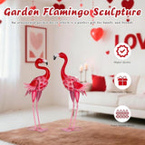 XONOR Metal Garden Flamingo Statues and Sculptures, Set of 2 Pink Outdoor Metal Flamingos Bird Art for Home Yard Patio Lawn Backyard Porch Decorations