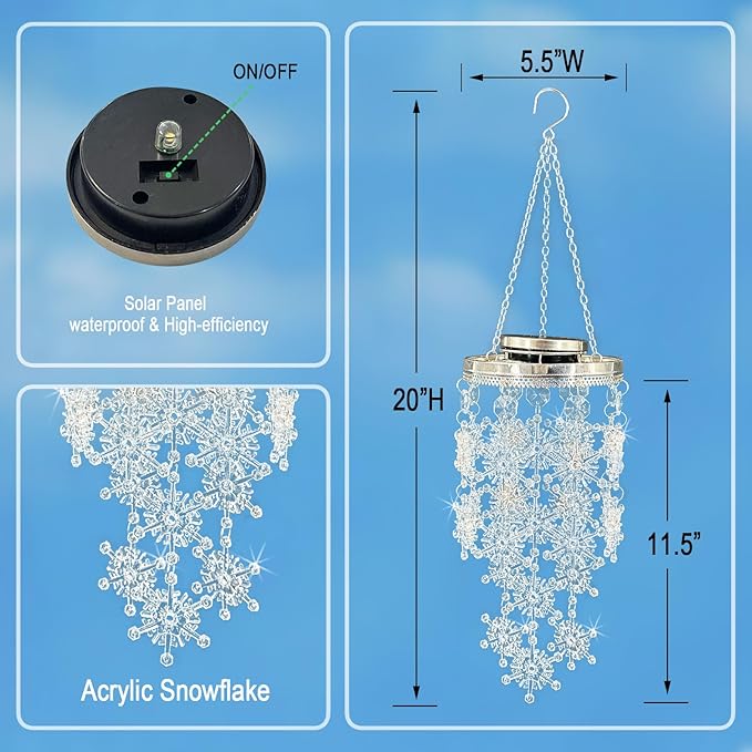 Solar Wind Chimes with Color Changing LED Lights - Outdoor Christmas Decor for Garden, Patio, Yard - Birthday Gifts for Women & Men