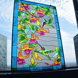 VEWOGARDEN W10xH15 inch Hummingbird Stained Glass Window Hangings, Suncatcher Panel with Chain for Wall or Windows