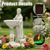 St Francis Garden Statue Outdoor Solar Garden Decor Resin 10.5 Inch Tall Colorful Lights St Francis Statue with Bird Bath Feeder for Yard Patio Lawn Decoration Religious Gardening Gifts