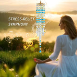 Crystal Wind Chimes for Outside with Rainbow Light Reflections Glass Bells and Rose Gold Alloy Hooks Indoor Outdoor Decor for Home Garden Patio Porch Birthday House Warming (Sky Blue)