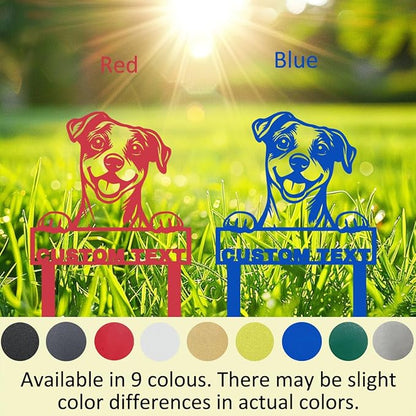 Custom Garden Sign with Jack Russell Terrier Sculpture Yard Stake Sign, Personalized Metal Dog Garden Name Sign with Stakes, Customized Dog Lovers Home Outdoor Farmhouse Decorative Artwork