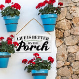 Porch Wood Sign Decor, Door Wall Sign for Front Back Porch Patio Decoration Deck Bar Garden Backyard Decor, Housewarming Gifts for Women Men New House Home, Life Is Better on The Porch