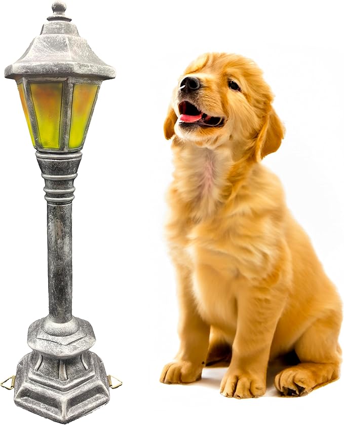 coolboy Street Light Garden Statue for Dogs to Pee On,Puppy Pee Post Training Tool Street Lamp Resin Statue,Indoor Outdoor Street Lights Decor Figurines for Yard Art and Garden Lawn,The （Silver）