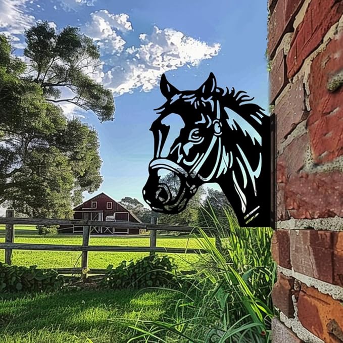WADORN Farm Horse Silhouette Yard Outdoor Decor, Horse Statues Garden Signs Horse Outdoor Lawn Yard Decoration Animals Ornaments for Fences Horse Signs for Farmhouse Garden Lawn Patio Pathway