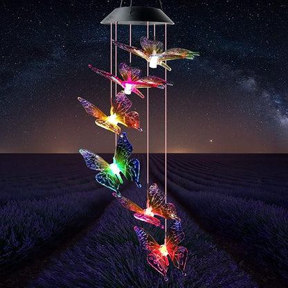 Butterfly Wind Chimes, Solar windchimes, Outdoor, Patio Decorations Outdoor Butterfly Garden Decor Garden Chimes