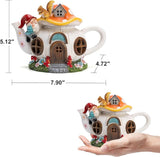 twinbling Solar Fairy House Garden Outdoor Statue with Gnome and Squirrel Figurine, Fairy Garden Accessories for Patio, Lawn, Yard & Balcony, Gifts for Mom Grandma