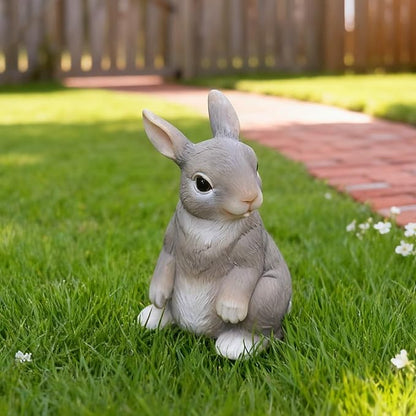 Rabbit Statue Outdoor Decor,4.9''(H) Cute Bunny Garden Sculptures for Yard Lawn,Resin Animal Figurines Home Porch Patio Table Art Decorations