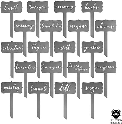 ROCC RUSTED ORANGE CRAFTWORKS CO. Window Garden Markers (5 Pack) – 60+ Varieties, Metal Plant Markers for Outdoor Use, Weather-Resistant Labels & Tag Stakes for Herbs, Vegetables & Flowers