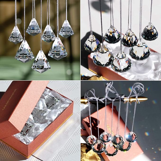 Top K9 Crystal Ball Prism Diamond Suncatcher for Window Hanging Chandelier Prism Rainbow Maker, Feng Shui Decor 30/40mm Pack of 7 (Clear)