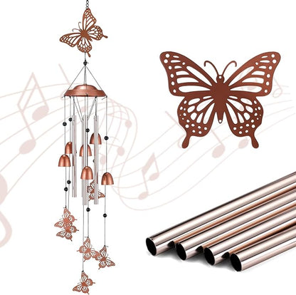 Butterfly Wind Chimes for Outside, Metal Aluminum Wind Chime, Memorial Gifts for Women Mom, Outdoor Garden Yard Decor