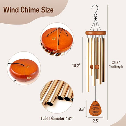 Wind Chimes for Grandma, Unique Mother's Day & Birthday Gift from Grandkids, Thoughtful Grandma Present for Thanksgiving & Holidays,Garden or Home Decoration Gift for Grandma (Gold)