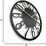16 Inch Large Outdoor Clock, Silent Battery Operated Modern Wall Clock, Black Metal Decorative Clock for Patio, Porch, Pool Area, Farmhouse, Living Room