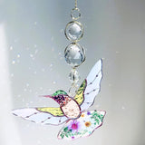 Green Acrylic Hummingbird Flowers Garden Suncatcher Christmas Tree Decorations Window Hanging Ornaments Crystal Prism Rainbow Maker Sun Catcher Gifts for Mom Grandma Sister Bird Lovers