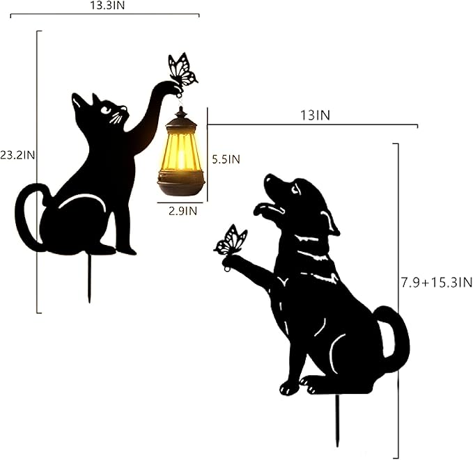 Dog Metal Decorative Garden Stakes, Silhouette Stakes Animal, Yard Art for Outdoor Decor, Patio, Lawn Ornaments, Cat/Dog Lovers Gifts