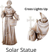 Needzo Natural Stone Resin Solar St Francis Garden Statue Planter, Outdoor Patio Decor, 24 Inch