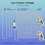 LED Pond Lights, 12W RGB SS316 Stainless Steel Dimmable Underwater Pond Light, 2x6W IP68 Waterproof Submersible Fountain Lights APP Control, 12V Outdoor Waterproof Light Transformer Timer, 26ft Cord