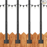 LETIANPAI 2.8Ft String Light Poles 4 Pack,Light Poles for Outside Lights,Outdoor with Fence Brackets Hanging Lights,Metal Stand Deck Patio Backyard