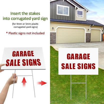 12 Pack Yard Sign Stakes, 17X7.5 INCH H Frames Metal Stakes for Yard Signs for Ground Outdoor, Yard Sign Holder Stand for Corrugated Plastic Sign, Blank Lawn Sign, Estate Garage Sale, Outdoor Decor