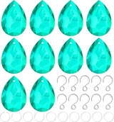 H&D HYALINE & DORA 10pcs Bauhinia Crystal Suncatcher Prisms Chandelier Beads Replacement 38mm Hanging Crystals Ornament Pendant for Window Wedding Party Decor,Cyan Blue