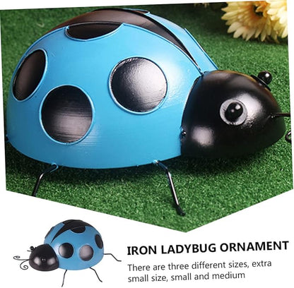 Kisangel 3pcs Simulated Ladybug Decor Iron Garden Ornaments for Outdoor Decoration for Yards and Patios Vibrant Colors for Home and Garden Aesthetics