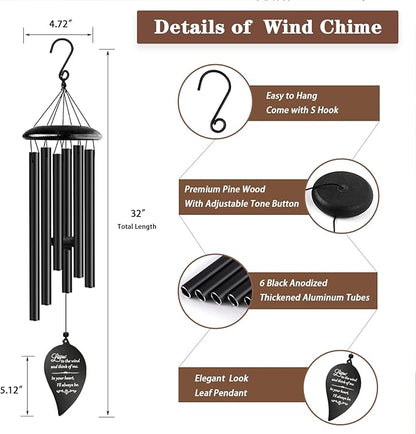 Soopau Sympathy Wind Chimes, 32'' Memorial Wind Chimes for Loss of Loved One Mother Father Miscarriage, Bereavement/Condolence/Funeral Gifts in Memory of a Loved One