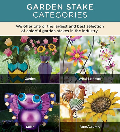 Regal Art & Gift Butterfly Flower Metal Garden Stake - Decorative Handcrafted Outdoor Metal Sculpture for Lawn, Patio & Garden Décor - Orange