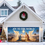 HOMETITUTE Christmas Garage Door Banner 13x6ft Joy to the World Nativity Scene Backdrop Banners for Outside Indoor Christmas Door Cover Garage Wall Covering for Party Garage Decorations