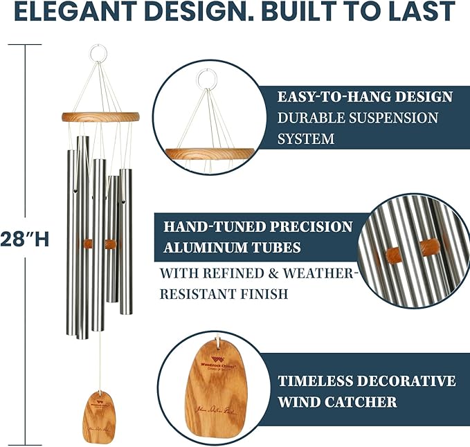 Woodstock Chimes Signature Collection, Chimes of Bach, 28'' Famous Melodies Wind Chimes for Outdoor, Patio, Home or Garden Décor (CBWSI)