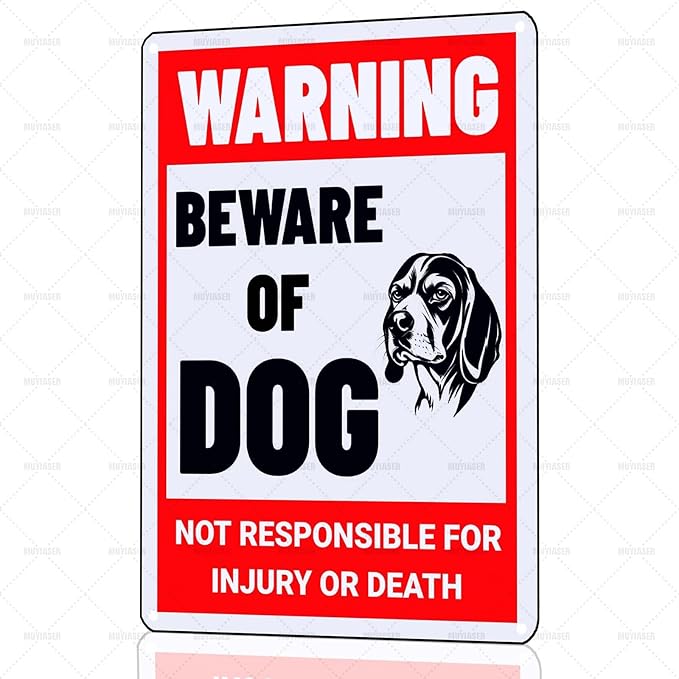 Beware of Dog Sign Beagle Metal Sign Warning Beware of Dog Signs for Fence Outdoor Farm Garden Gate Home Yard Decor 8x12 Inch
