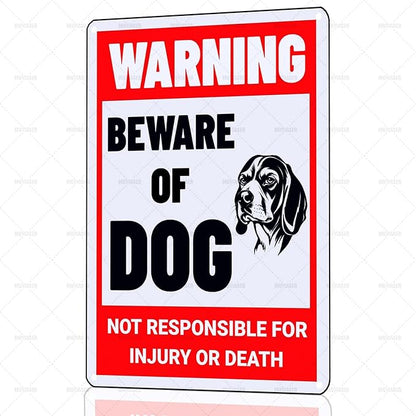 Beware of Dog Sign Beagle Metal Sign Warning Beware of Dog Signs for Fence Outdoor Farm Garden Gate Home Yard Decor 8x12 Inch