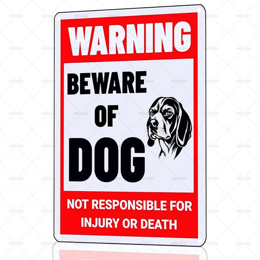 Beware of Dog Sign Beagle Metal Sign Warning Beware of Dog Signs for Fence Outdoor Farm Garden Gate Home Yard Decor 8x12 Inch
