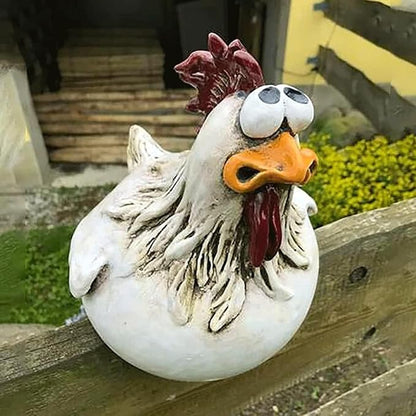 Garden Statues Funny Face Chicken Fence Ornament Resin Ornament Hanging Foot Chicken Yard Statue Outdoor Chicken Decor Garden Statues Yard Ornaments Decor