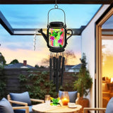 Solar Hummingbird Wind Chimes for Outside for Mom Women Grandma,Solar Mason Jar Watering Can Hummingbird Light Unique Hanging Wind Chimes Outdoor,Yard Garden Terrace Courtyard