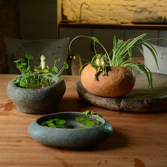 Top Collection Garden Frog Meditating On Large Functional Stone Flower Pot Planter Figurine