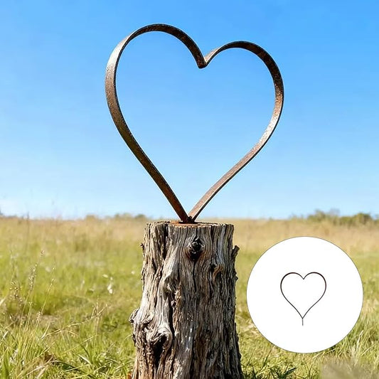 Rust Decoration Stake Metal Heart Shape Garden Decoration Rust Stake Natural Plant Outdoor Yard
