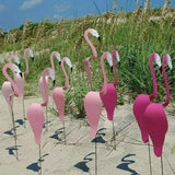 2 Pcs Florida Dancing Birds Garden Metal Art, Pink Flamingo Wind Spinner, Weather Resistant, Waterproof, Animal Theme, 38CM