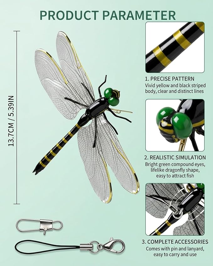 Dragonfly Clips for Bugs Repellent, 3D Artificial Dragon Fly, Lifelike Outdoor Hanging Ornament Garden Decor, Durable Fake to Keep Away Yard Ornaments Hat Golf Moving(Black(16pcs))