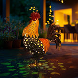 LIFFY Metal Chicken Yard Decor, 20" Rooster Outdoor Garden Solar Lights,Rooster Decorative Statues Outside with Led Light for Landscape Patio Lawn Backyard