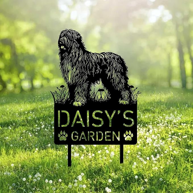 Custom Bergamasco Sheepdog Dog Metal Memorial Garden Stake Personalized Pet Grave Marker Name Sign Remembrance Stake Decor Sympathy Dog Loss,Outdoor Statues for Yard Garden Lawn Patio Pathway Grave.