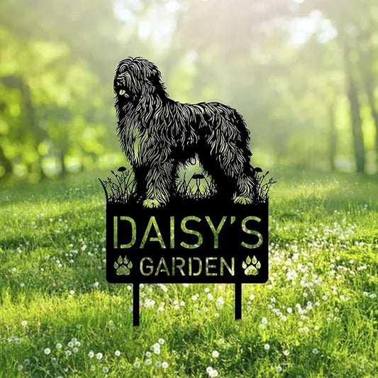Custom Bergamasco Sheepdog Dog Metal Memorial Garden Stake Personalized Pet Grave Marker Name Sign Remembrance Stake Decor Sympathy Dog Loss,Outdoor Statues for Yard Garden Lawn Patio Pathway Grave.