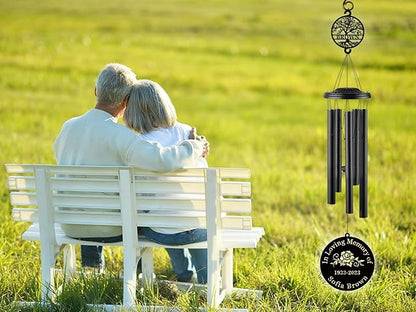 Personalized Sympathy Wind Chimes, 37" Wind Chimes in Memory of a Loved One, Custom Loss of Mom Sympathy Gift, Remembrance Wind Chime