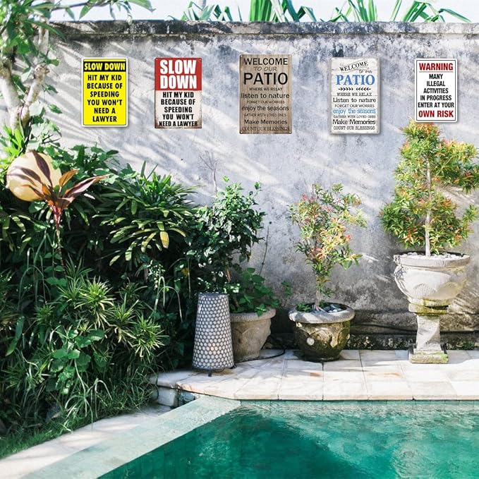 Funny Patio Metal Tin Sign Patio Wall Decor Welcome To Our Patio Signs Outdoor Welcome To Our Porch Backyard Sign Outdoor Decorations Funny Home Patio Gifts Personalized Farmhouse Patio Decor 8x12 In