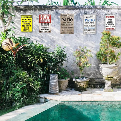 Funny Patio Metal Tin Sign Patio Wall Decor Welcome To Our Patio Signs Outdoor Welcome To Our Porch Backyard Sign Outdoor Decorations Funny Home Patio Gifts Personalized Farmhouse Patio Decor 8x12 In