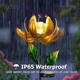 Solar Lights Wind Spinners for Yard and Garden - Metal Lotus Flower Windmills LED Crackle Glass Globe Outdoor Garden Decor Yard Art Lawn Ornament