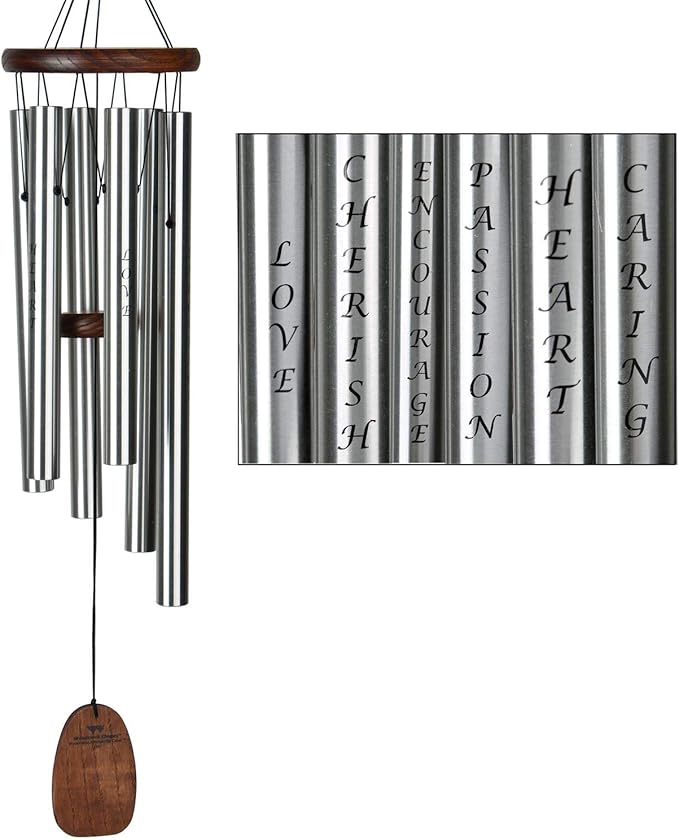 Woodstock Chimes Signature Collection, Affirmation Chime, 25'' Love Inspirational and Memorial Wind Chimes for Outdoor, Patio, Home or Garden Décor (AFLSB)