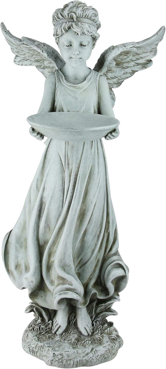 Joseph's Studio by Roman, 18" H Angel Birdfeeder Garden Statue, Religious Outdoor Decor