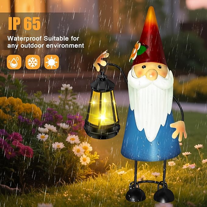 Solar Santa Claus Statue Garden Stake Lights forYard,Porch,Patio,Lawn,Solar Christmas Gnome Gifts for Women,Mothers Day,Christmas Housewarming